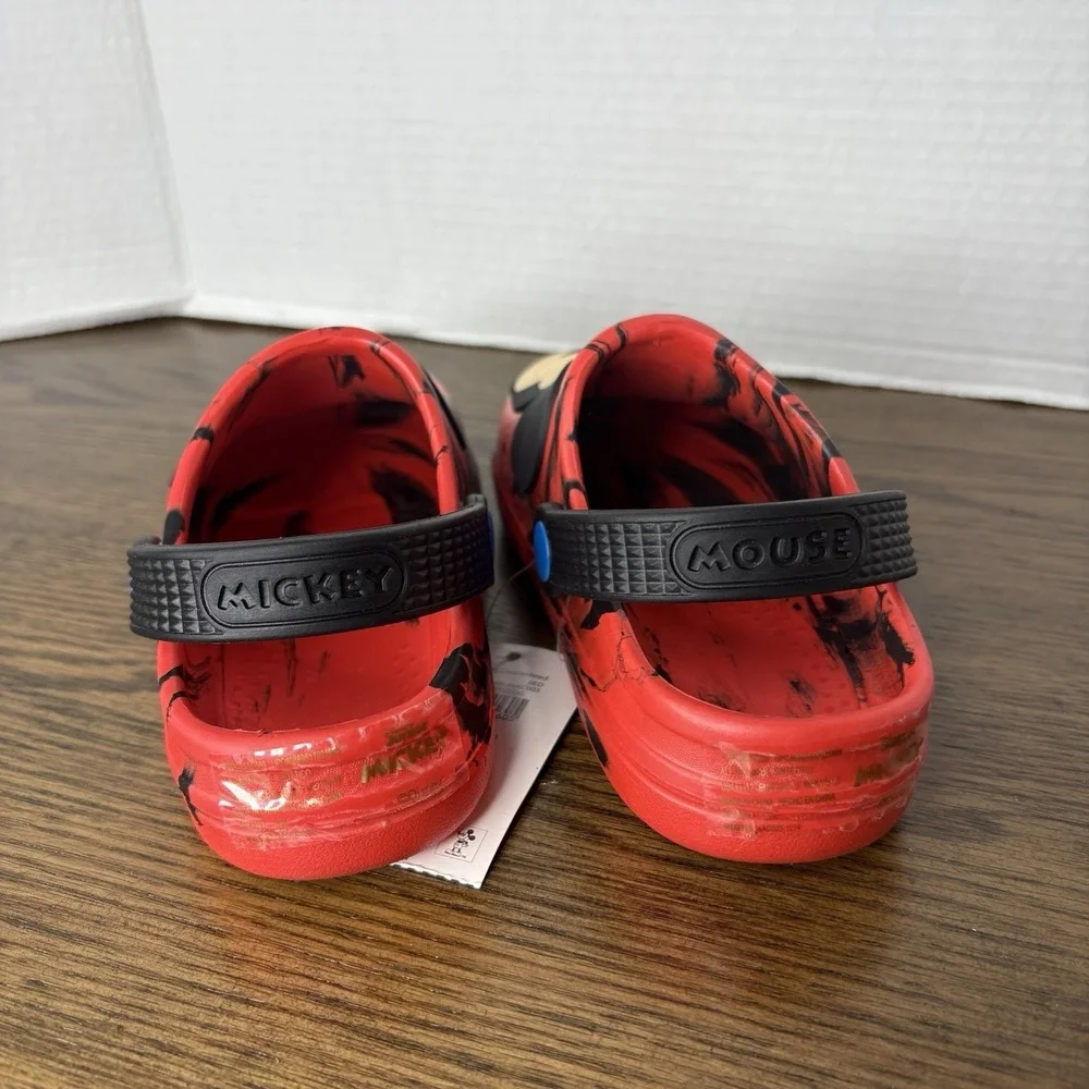 Disney Mickey Mouse Toddlers Red Clogs Slides Back Strap Shoes Unisex Size 11-12